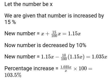 A number is decreased by 15% and then decreased by 10% find the net ...