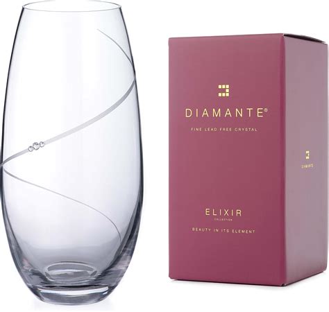 DIAMANTE Elegant 25cm Crystal Barrel Vase with Swarovski India | Ubuy