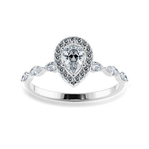 70-Pointer Pear Cut Solitaire Halo Diamonds with Marquise Diamonds Acc ...