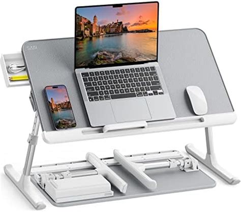 SAIJI Laptop Bed Tray Table,Adjustable Stand With Storage Drawer ...