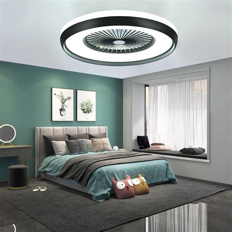 HUMHOLD Bladeless Ceiling Fan with Light 24", Modern Low Profile ...