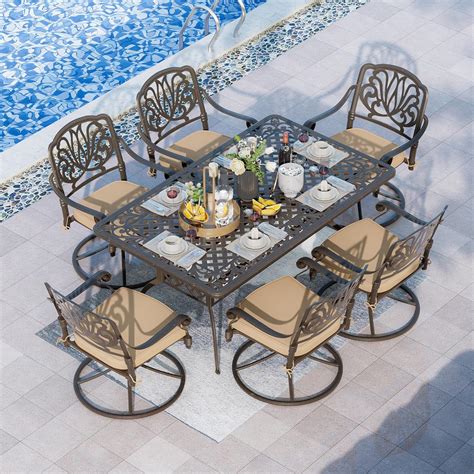 Amazon.com: Grepatio 7 Piece Patio Dining Set Outdoor Dining Set Cast ...