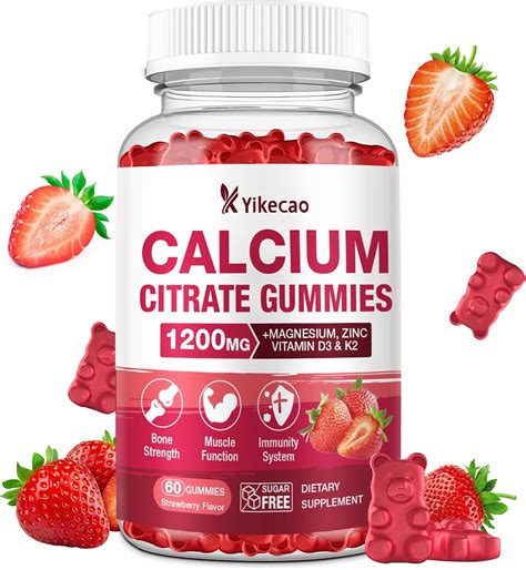 Calcium Citrate Gummies 1200mg, Calcium Supplements for Women & Men ...
