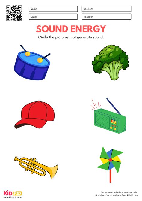 Heat, Light & Sound Energy Sources Worksheet for Kindergarten - Kidpid