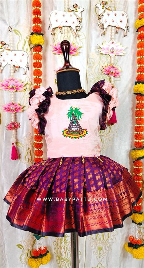 Hand Painted PEACH TOP AND WINE BOTTOM PATTU PAVADA – babypattustudio