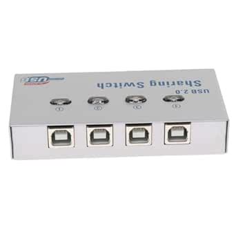 RuhZa 4 Ports USB 2.0 Auto Sharing Switch KVM HUB 4 PCs Share 1 USB ...