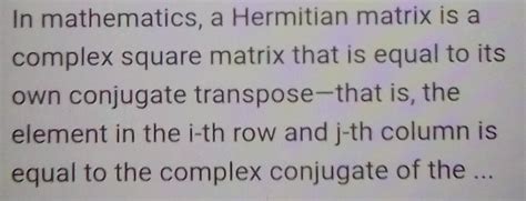 hermitian matrices - Brainly.in