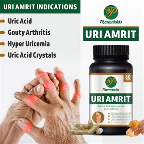 Pharmaloids URI AMRIT For Uric Acid, Gout, Hyper Uricemia Pack 60 Caps ...