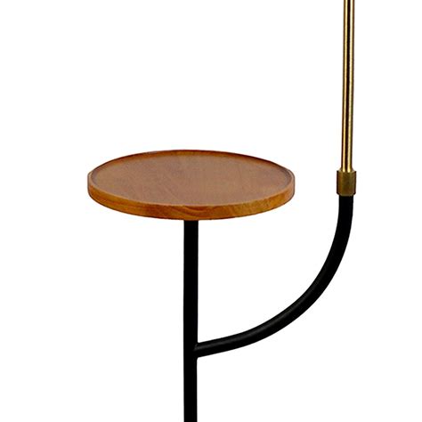 Crosby St. Gold Metal Wooden Shelf Floor Lamp with Shade, 59"
