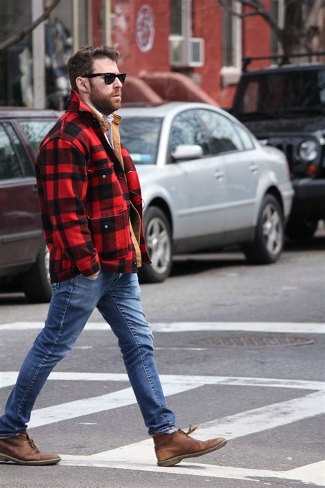 red flannel jacket | Chukka boots men, Mens outfits, Desert boots