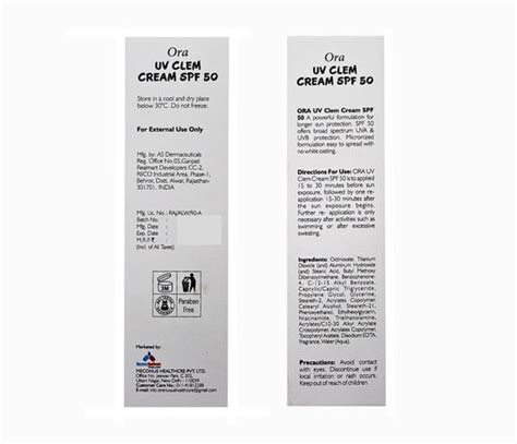 Ora UV Clem Cream SPF 50 PA+++ – DelMeds.com