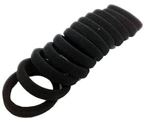 Hair Pony Tail Holder Highly Elastic Black Rubber Bands, 12 Bands ...
