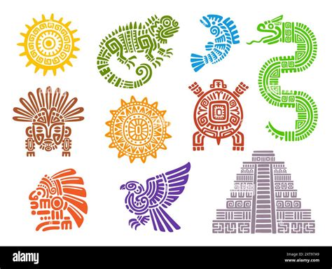 Mayan aztec totems. Mexican, inca or maya ancient civilization tribal ...