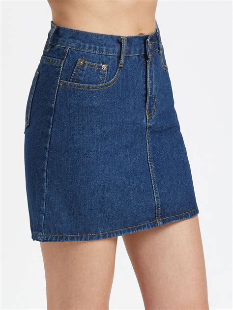 Dark Blue A-Line Denim Skirt