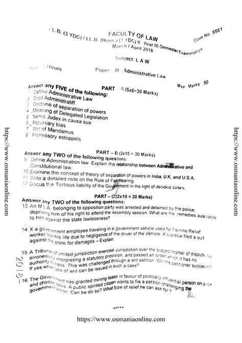 Llb 3 sem law administrative law 9561 apr 2018 - Administrative Law ...