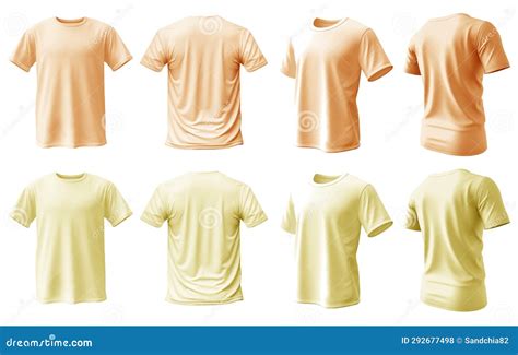 2 Set of Pastel Light Orange Yellow Tee T Shirt Round Neck Front, Back ...