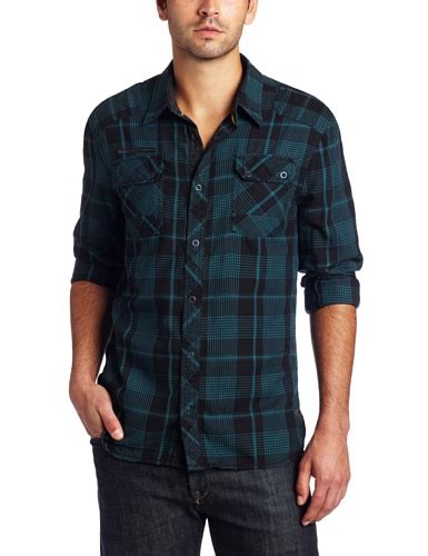 Buy J.C. Rags Men's Herringbone Check Woven Shirt, Ticket Green, XX ...