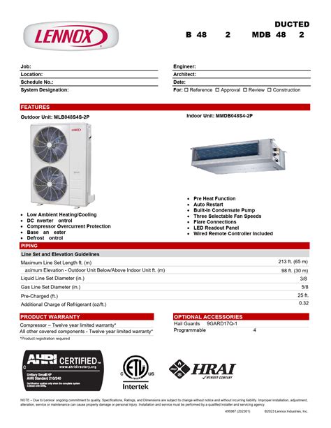 Lennox Industries MLB048S4S 2P