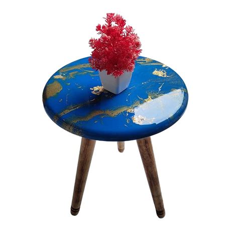 Latest handicrafts Resin Art Sofa Side End Table Modern Natural Wood ...