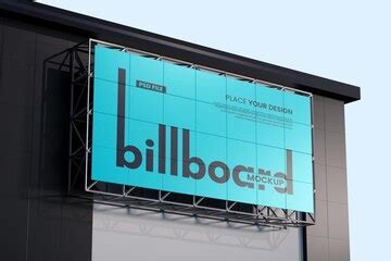 Realistic outdoor billboard mockup on building wall | Premium PSD