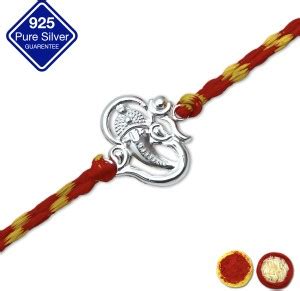 RanaJewellers Thread 925 Real Silver Rakhi for Brother (Lord Ganesh ji ...