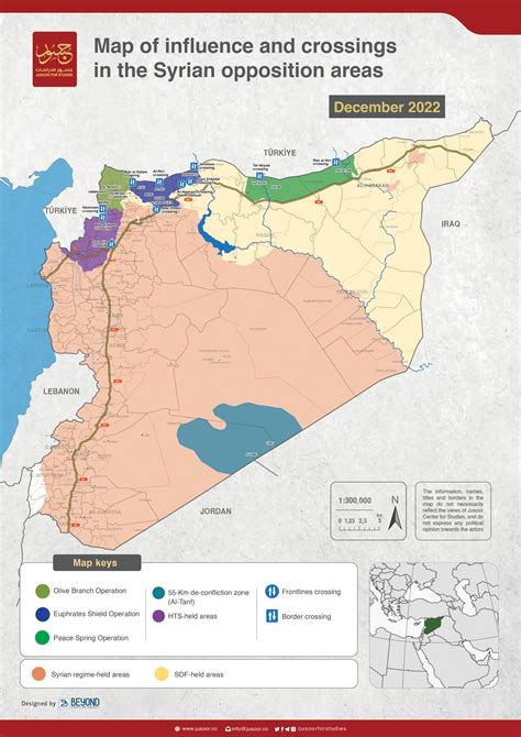 Map of influence and crossings in the Syrian opposition areas
