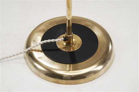 Mid-Century Modern Brass Floor Lamp with Fabric Shade, Scandinavia ...