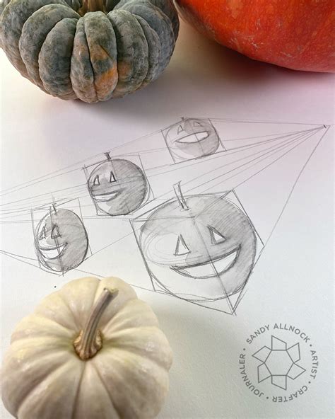 How to draw pumpkins in perspective - Sandy Allnock