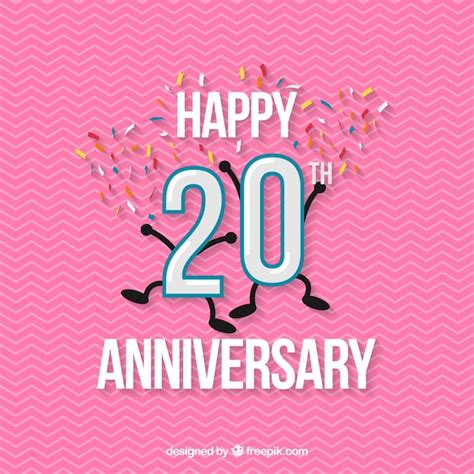 Premium Vector | Happy 20th anniversary background with confetti