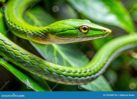 Asian Vine Snake Walks Jungle Stock Illustration - Illustration of flat ...