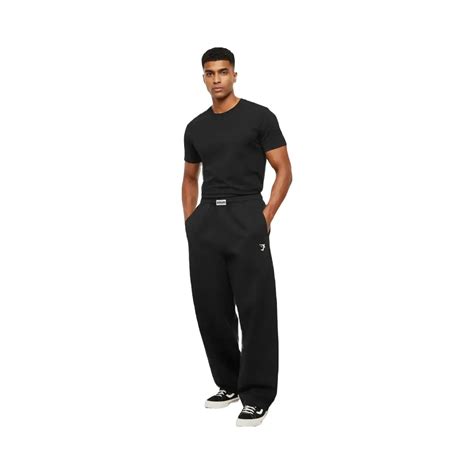 Gymshark Straight Leg Pumper Pants Oversized Fit Black | Hype Fly India