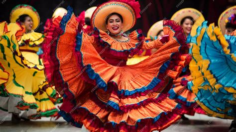 Mexican folklore captured in traditional dance with colorful attire and ...
