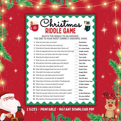 Christmas Riddle Game, Christmas Printable Game, Christmas Game for ...