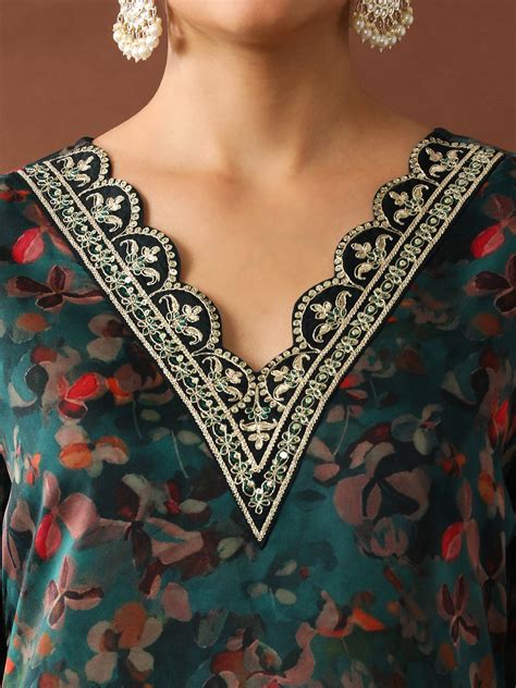 Floral Embroidered Straight Organza Kurta Sets | Suits For Women ...