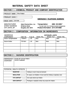 Fillable Online MATERIAL SAFETY DATA SHEET - KampD Factory Service Fax ...