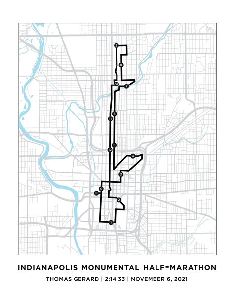 Indianapolis Half Marathon Course Map | Personalized Indianapolis Half ...