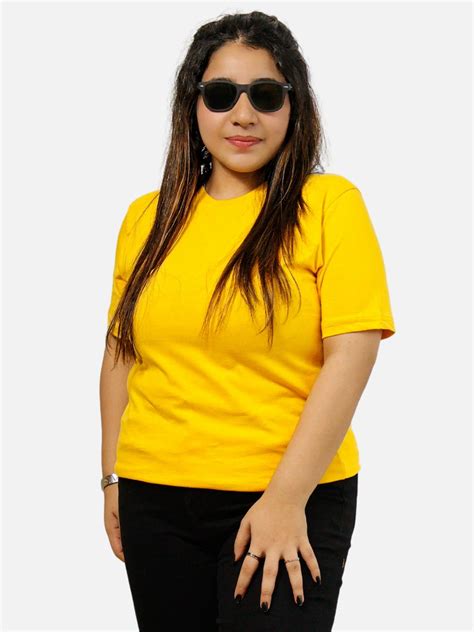 Buy 2 Get 1 Mustard Yellow Regular Fit T-Shirt For Women Online in ...
