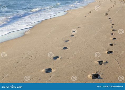 Footsteps in the Sand stock photo. Image of exercise - 14131208