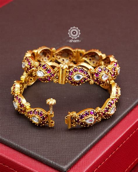 Ambi Gold Polish Silver Kada (Size: 2.3 Openable) – aham jewellery ...