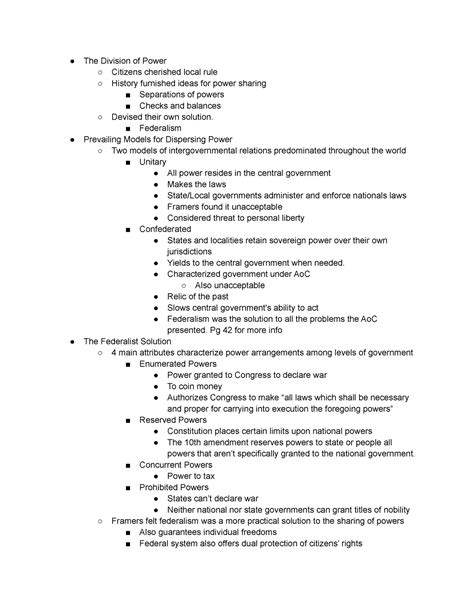 Chapter 3 Notes - John Morris - The Division of Power Citizens ...