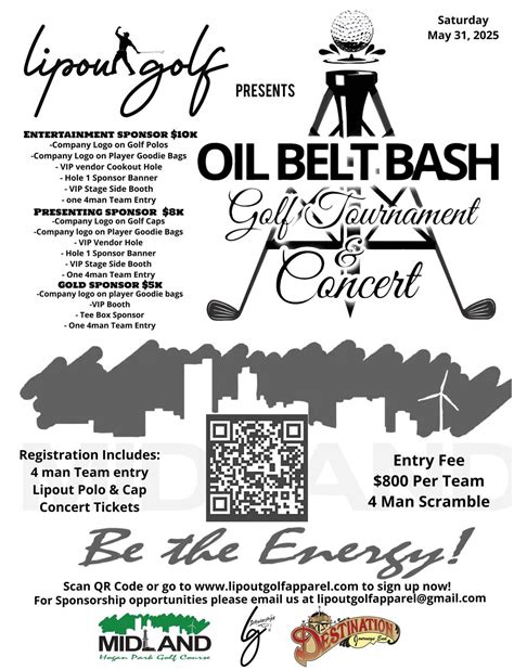 OILBELT BASH Golf Tournament & Concert, Hogan Park Golf Course, Midland ...
