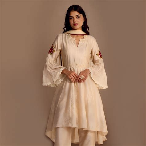 Ivory Elegance Flared Sleeves Salwar Suit – Suvidha Fashion