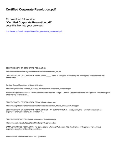 Certified Resolution Form 的图像结果