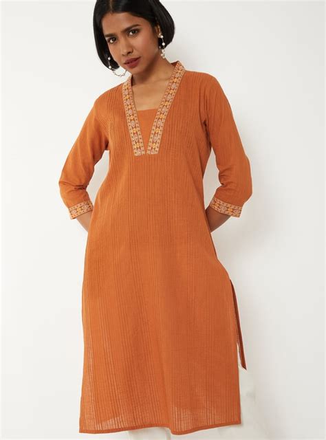 Buy Women Embroidered Pintuck Straight Kurta Online at just Rs. 699.0 ...