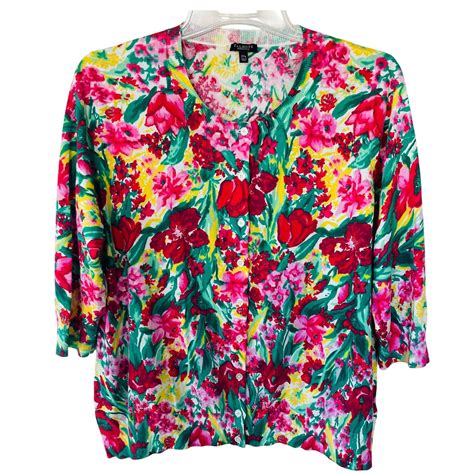 Talbots Pure Cashmere Twin Set Sweater Petite Small Buttons Women Aqua