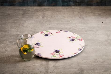 A Tiny Mistake Violet and Pink Floral Wooden Table Turner, Dining Tabl