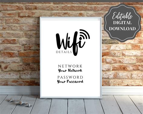 Wifi Password Sign Editable Wifi Sign Printable Template Be - Etsy UK