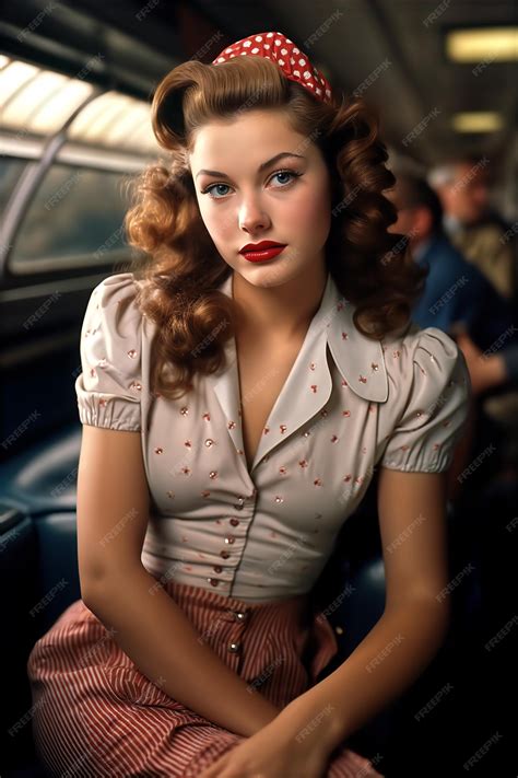 Premium Photo | Beautiful red haired 1940s style pinup model woman ...