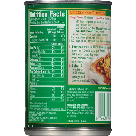 Candy Corn Nutrition Label