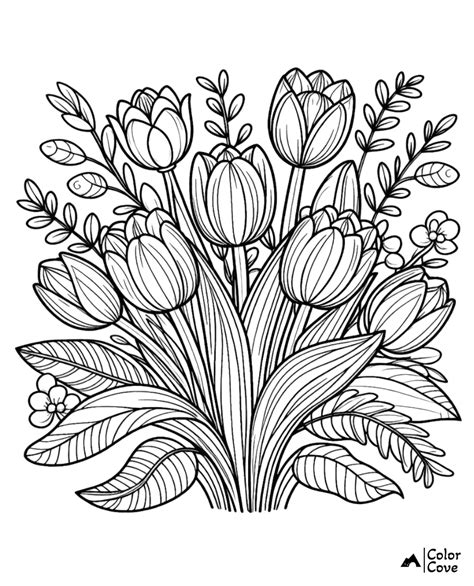 Tulip Coloring Pages For Adults